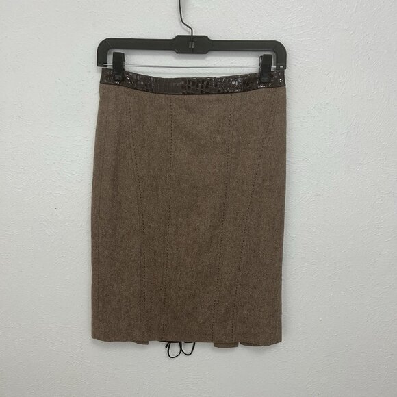 bebe Skirt Suit Set Blazer Vest Brown Tweed Career Sz XS Y2K 2000 Lace VTG Siren - Picture 6 of 13